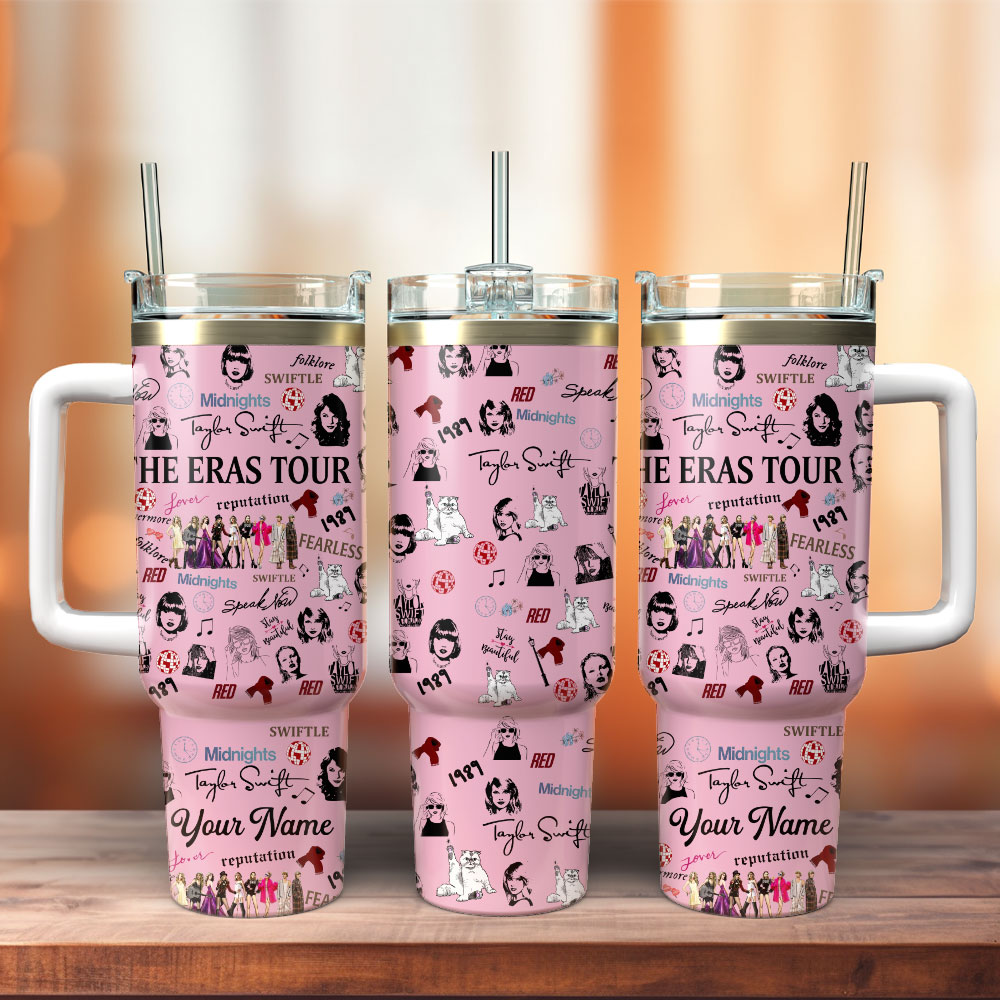 Taylor Swift Music Custom Stanley Quencher 40oz Stainless Steel Tumbler With Handle
