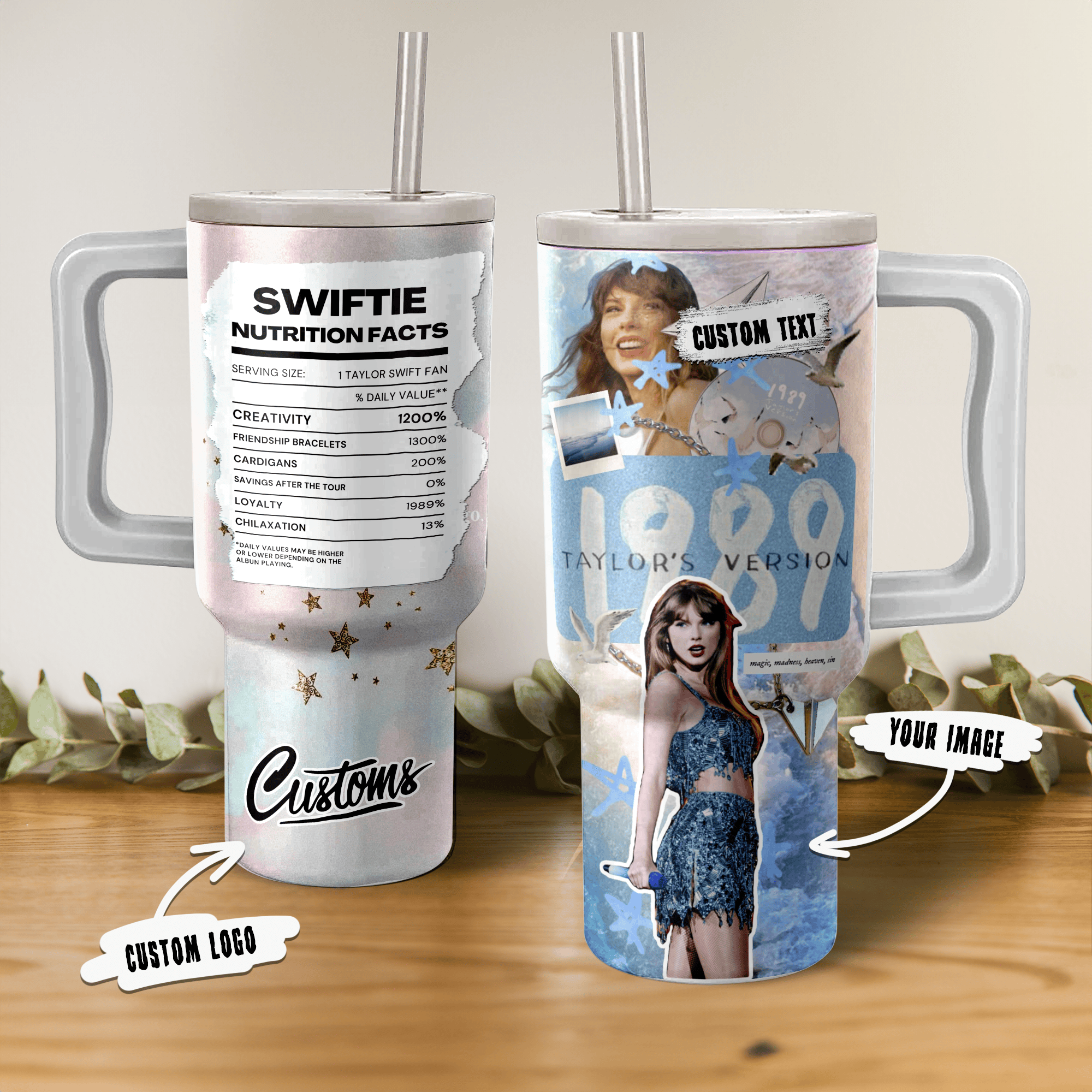 Taylor Swift Music Custom Stanley Quencher 40oz Stainless Steel Tumbler With Handle