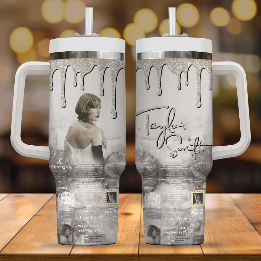 Taylor Swift Music Custom Stanley Quencher 40oz Stainless Steel Tumbler With Handle