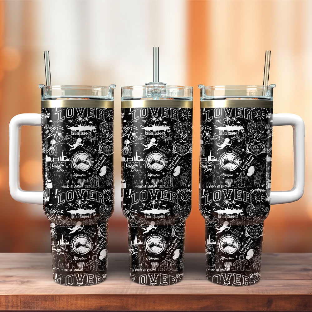 Taylor Swift Music Custom Stanley Quencher 40oz Stainless Steel Tumbler With Handle