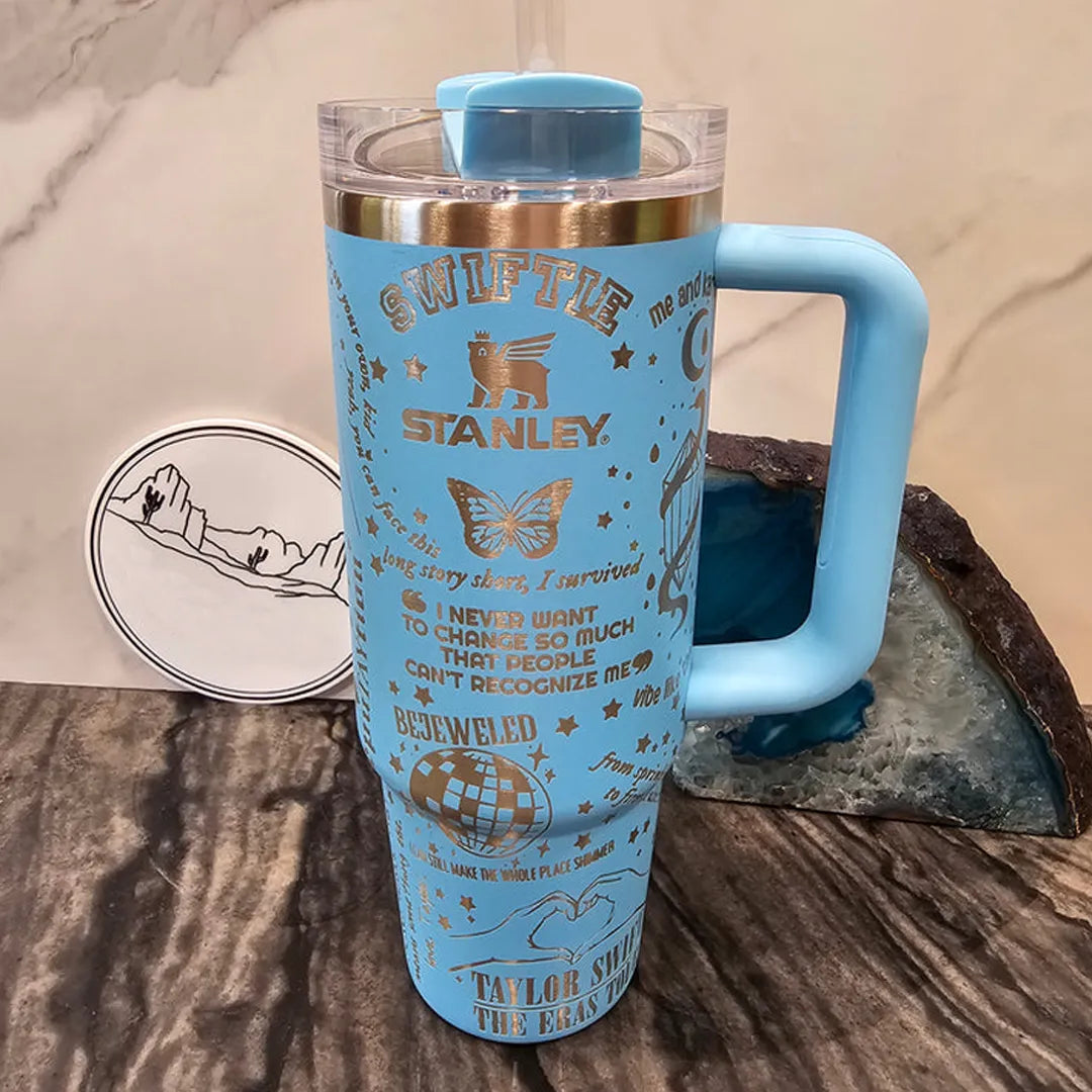 Taylor Swift Music Custom Stanley Quencher 40oz Stainless Steel Tumbler With Handle