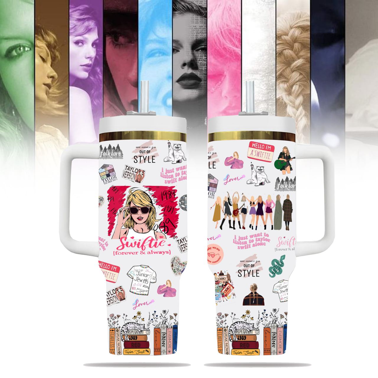 Taylor Swift Music Custom Stanley Quencher 40oz Stainless Steel Tumbler With Handle