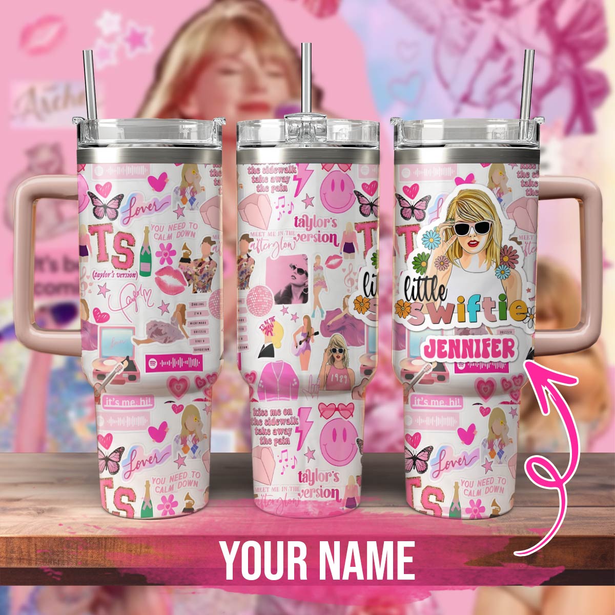 Taylor Swift Music Custom Stanley Quencher 40oz Stainless Steel Tumbler With Handle