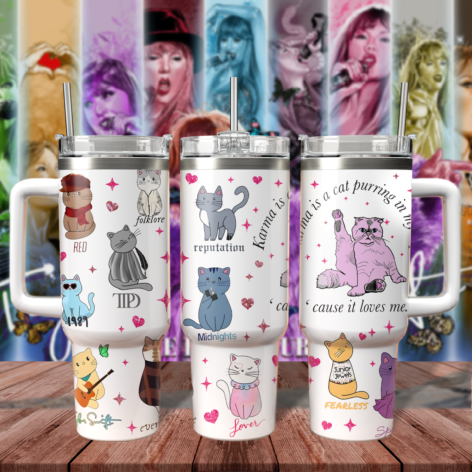 Taylor Swift Music Custom Stanley Quencher 40oz Stainless Steel Tumbler With Handle