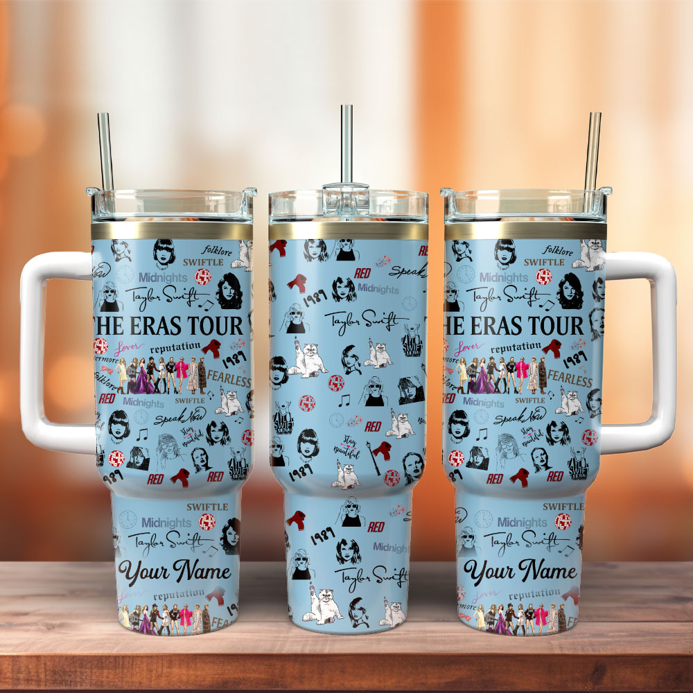 Taylor Swift Music Custom Stanley Quencher 40oz Stainless Steel Tumbler With Handle