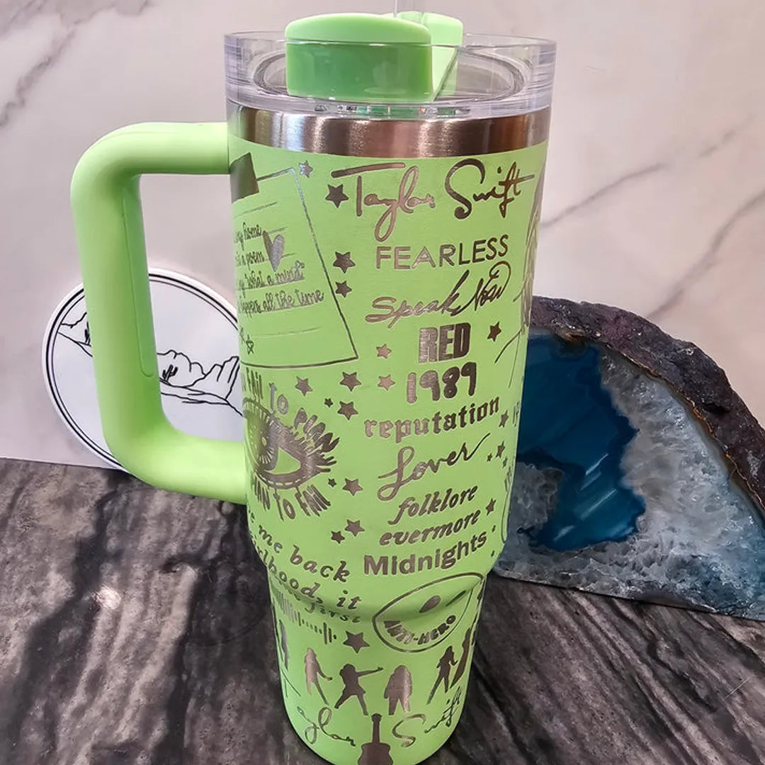 Taylor Swift Music Custom Stanley Quencher 40oz Stainless Steel Tumbler With Handle