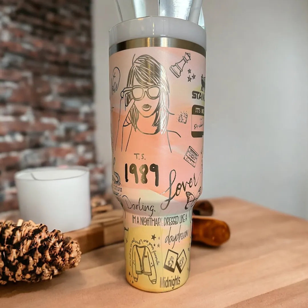 Taylor Swift Music Custom Stanley Quencher 40oz Stainless Steel Tumbler With Handle