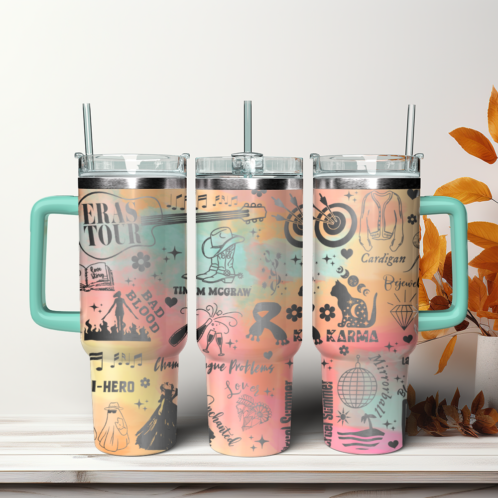 Taylor Swift Music Custom Stanley Quencher 40oz Stainless Steel Tumbler With Handle