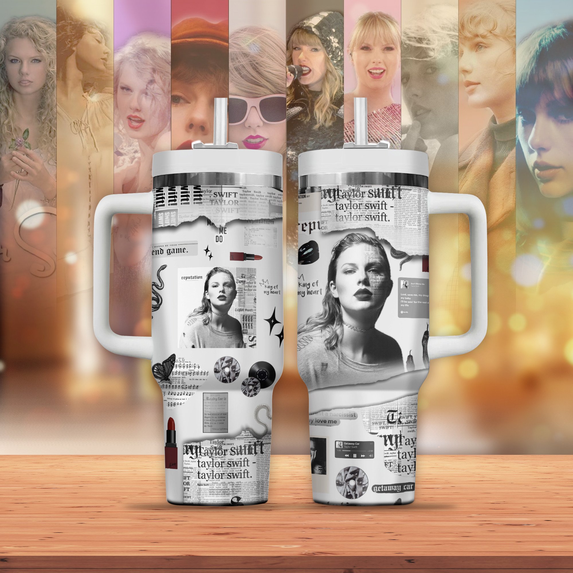 Taylor Swift Music Custom Stanley Quencher 40oz Stainless Steel Tumbler With Handle