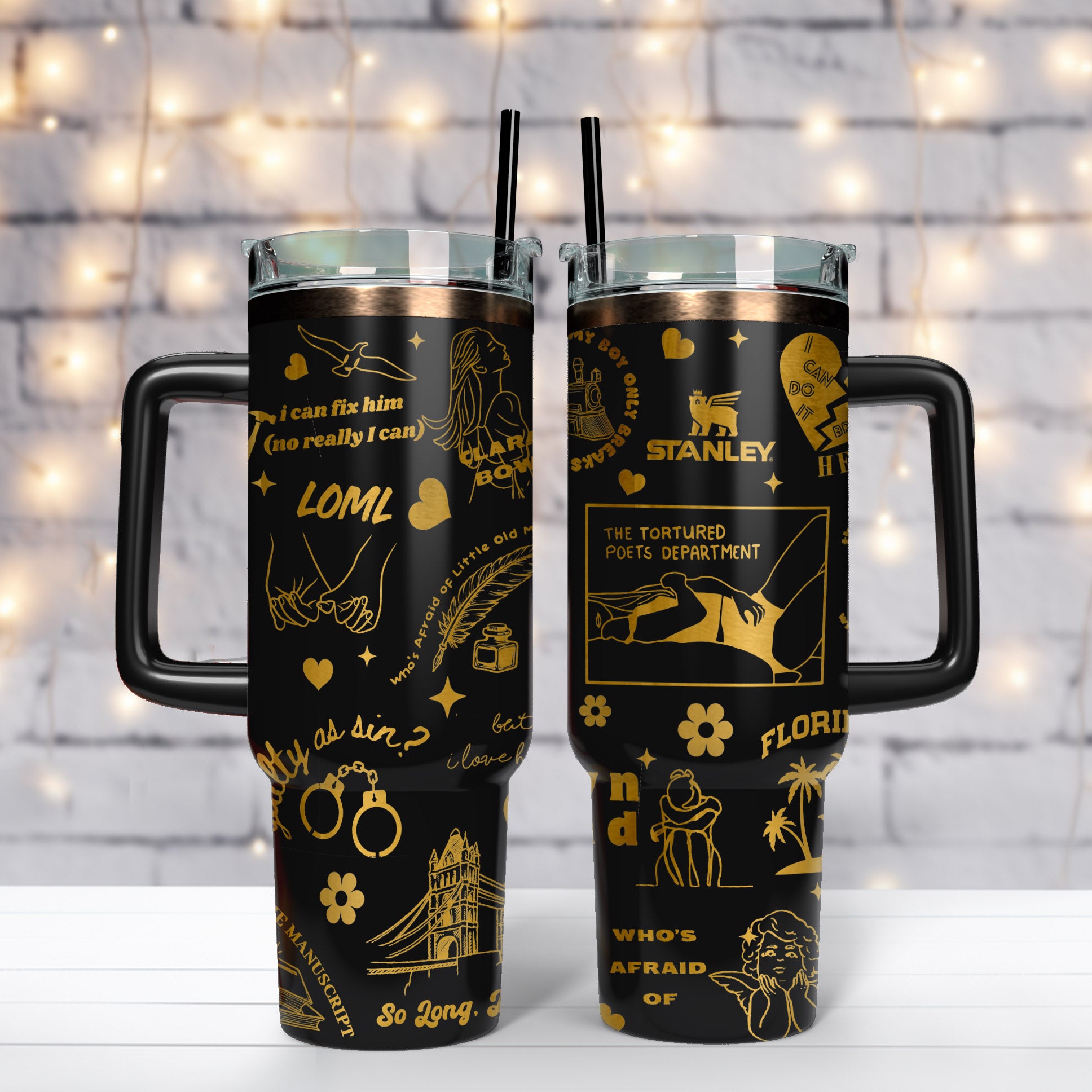 Taylor Swift Music Custom Stanley Quencher 40oz Stainless Steel Tumbler With Handle