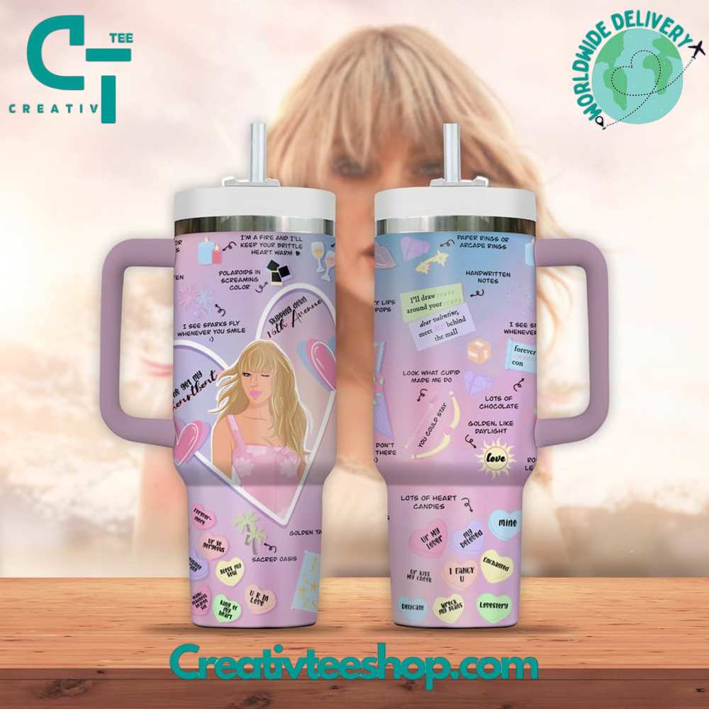 Taylor Swift Music Custom Stanley Quencher 40oz Stainless Steel Tumbler With Handle