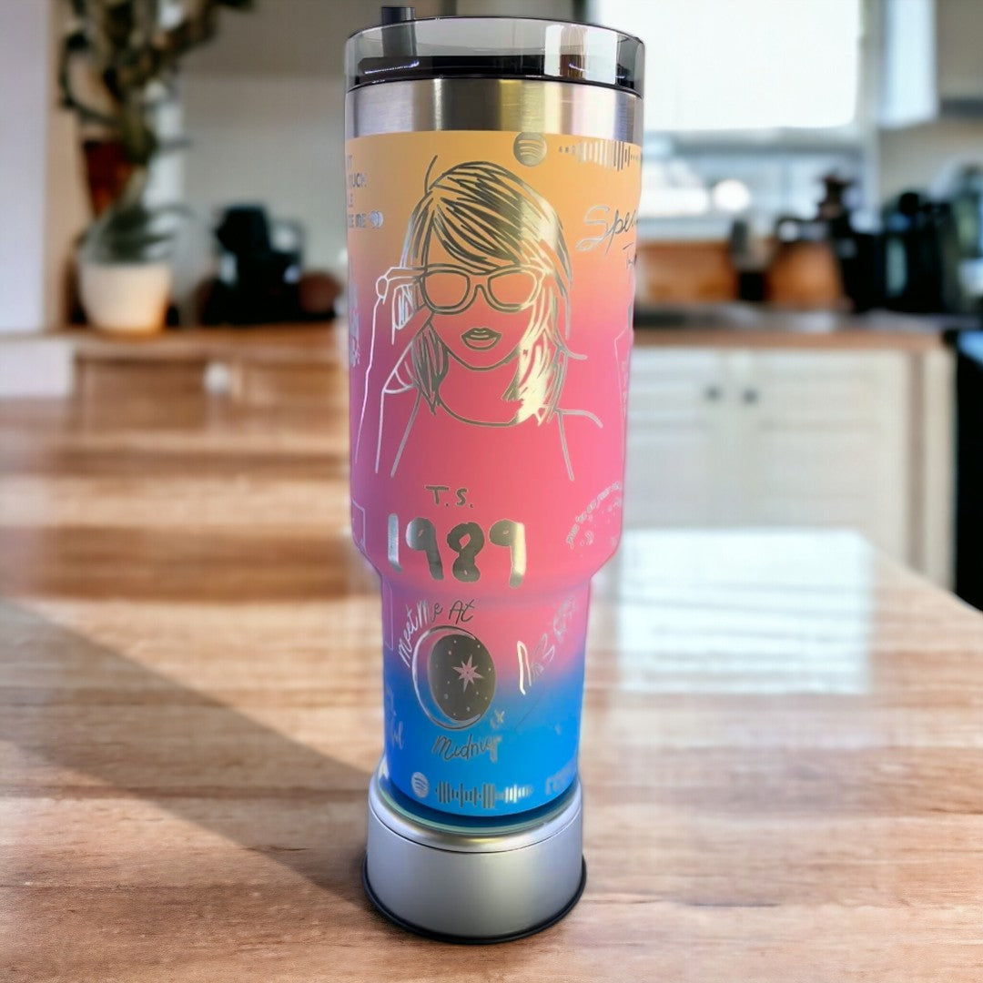 Taylor Swift Music Custom Stanley Quencher 40oz Stainless Steel Tumbler With Handle