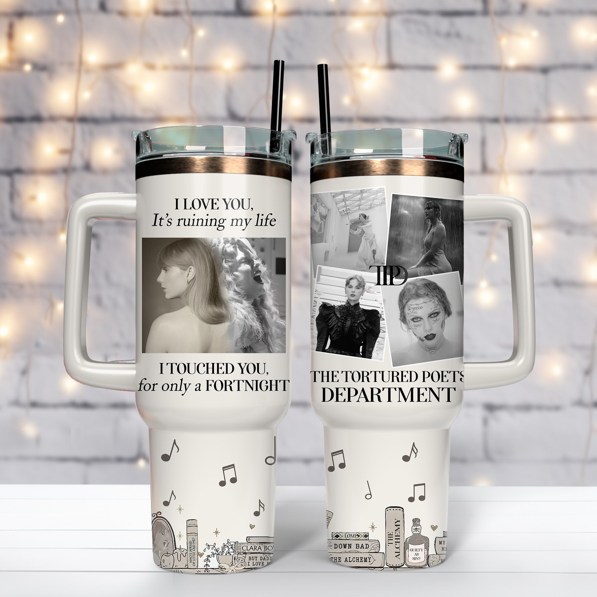 Taylor Swift Music Custom Stanley Quencher 40oz Stainless Steel Tumbler With Handle