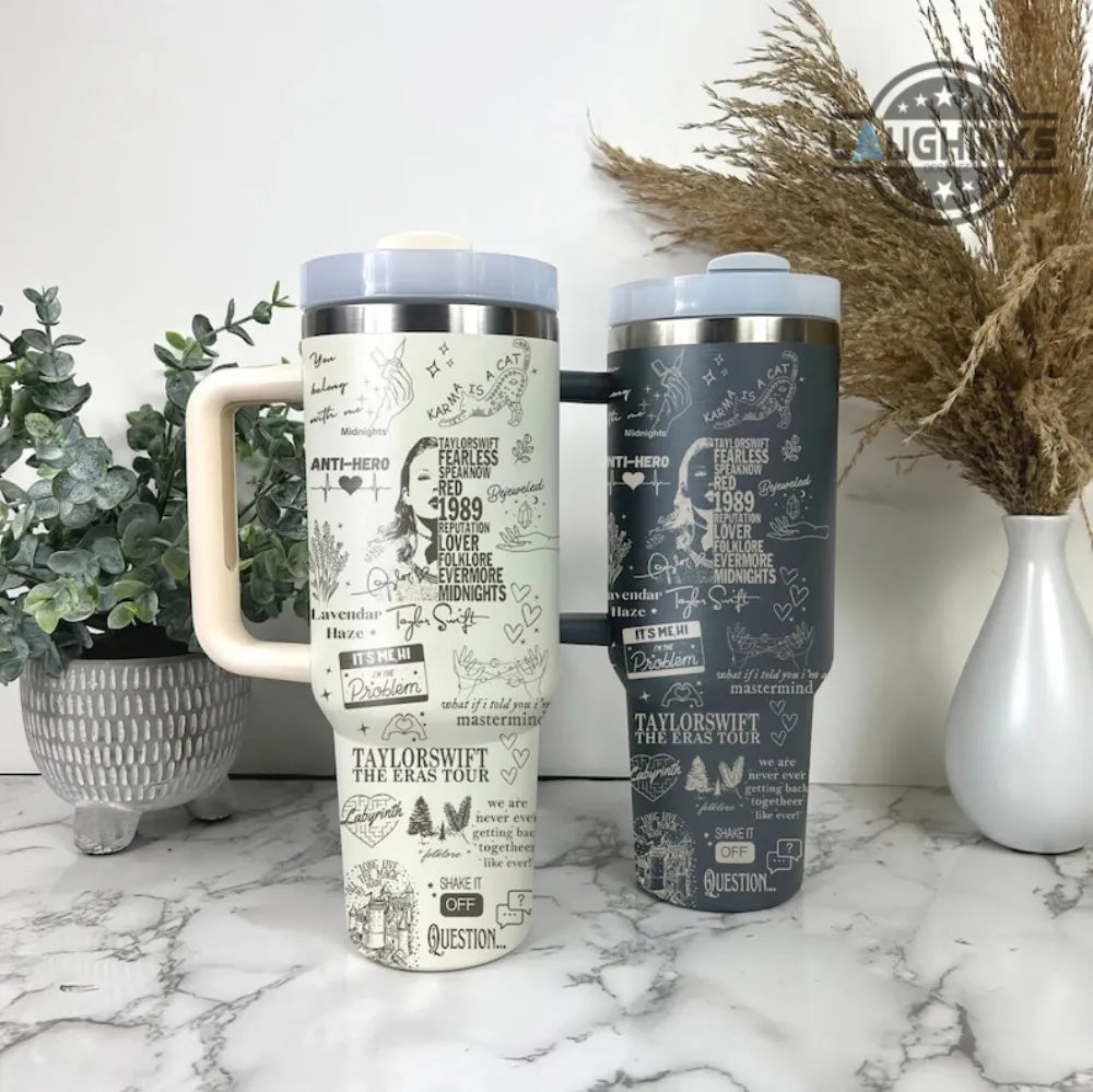 Taylor Swift Music Custom Stanley Quencher 40oz Stainless Steel Tumbler With Handle