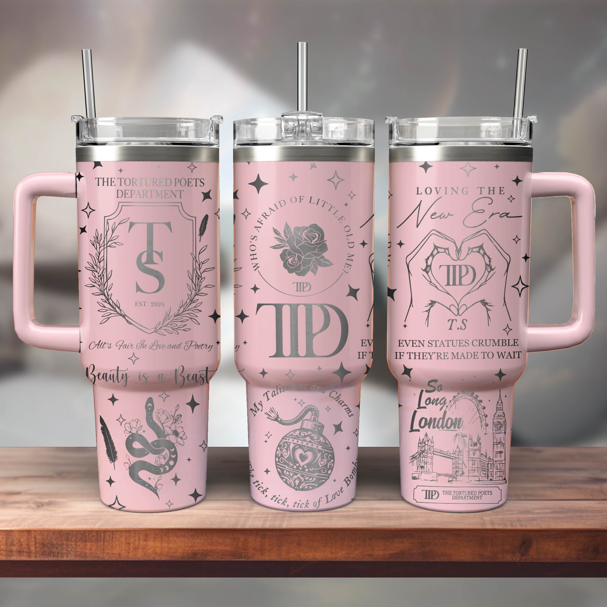 Taylor Swift Music Custom Stanley Quencher 40oz Stainless Steel Tumbler With Handle