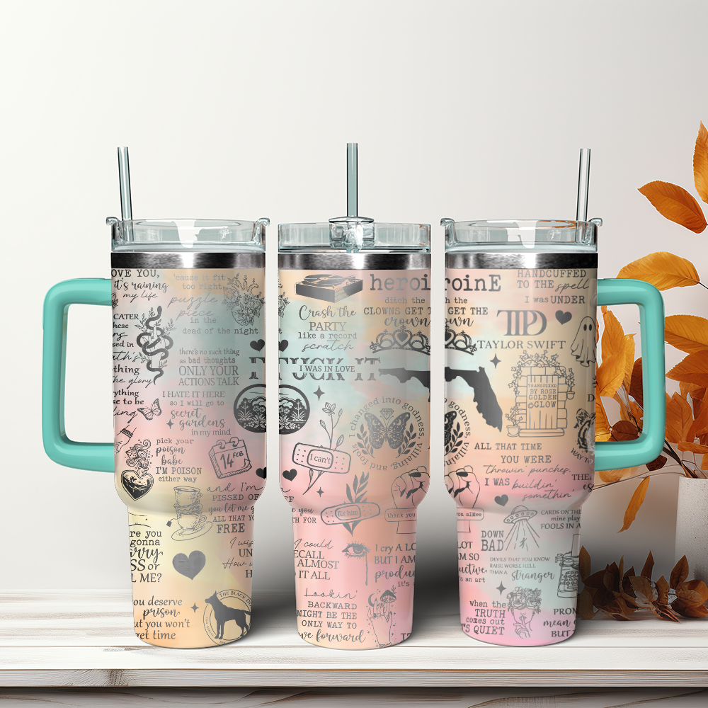 Taylor Swift Music Custom Stanley Quencher 40oz Stainless Steel Tumbler With Handle