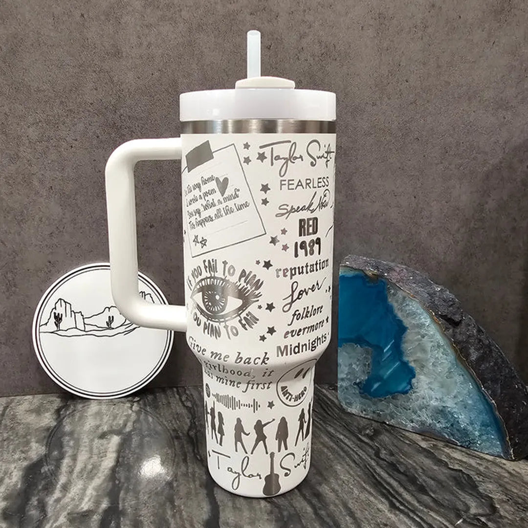 Taylor Swift Music Custom Stanley Quencher 40oz Stainless Steel Tumbler With Handle