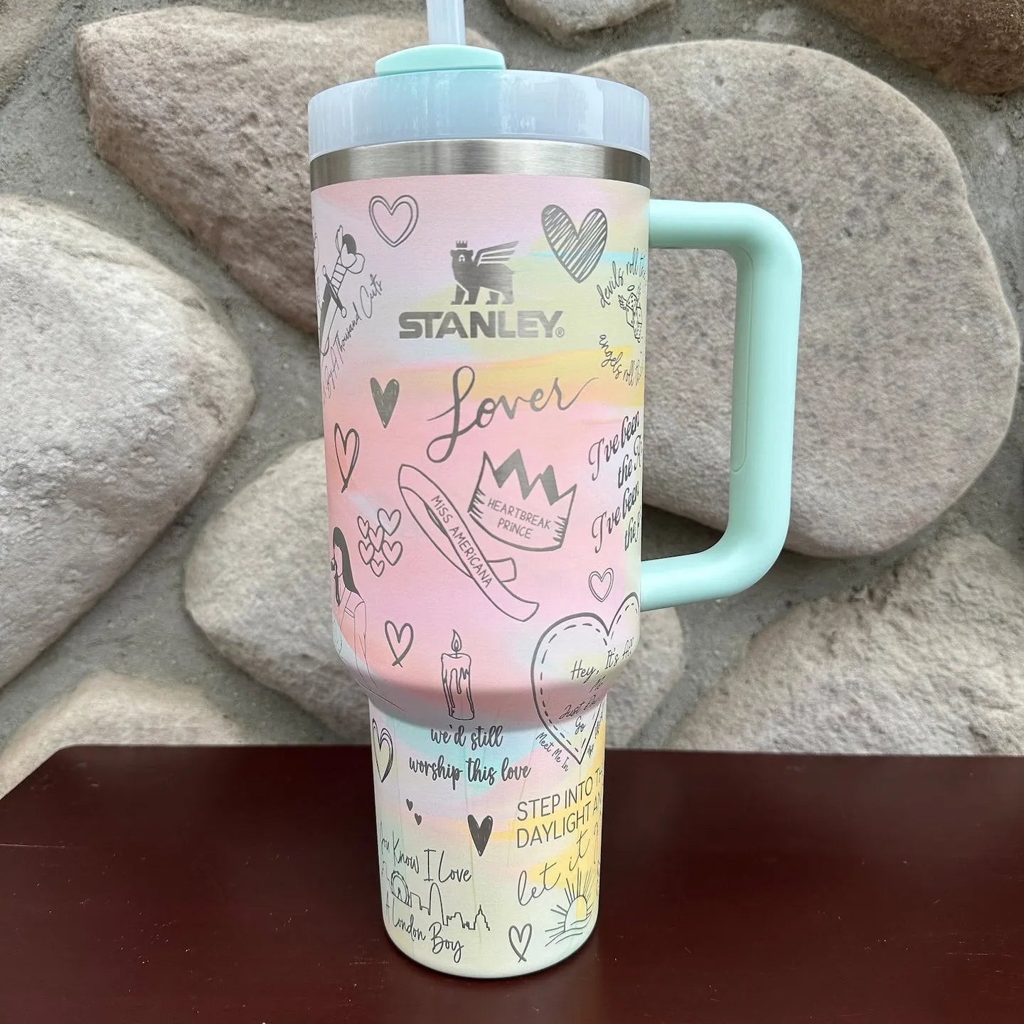 Taylor Swift Music Custom Stanley Quencher 40oz Stainless Steel Tumbler With Handle