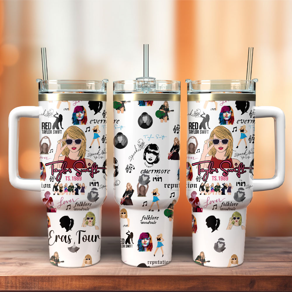 Taylor Swift Music Custom Stanley Quencher 40oz Stainless Steel Tumbler With Handle