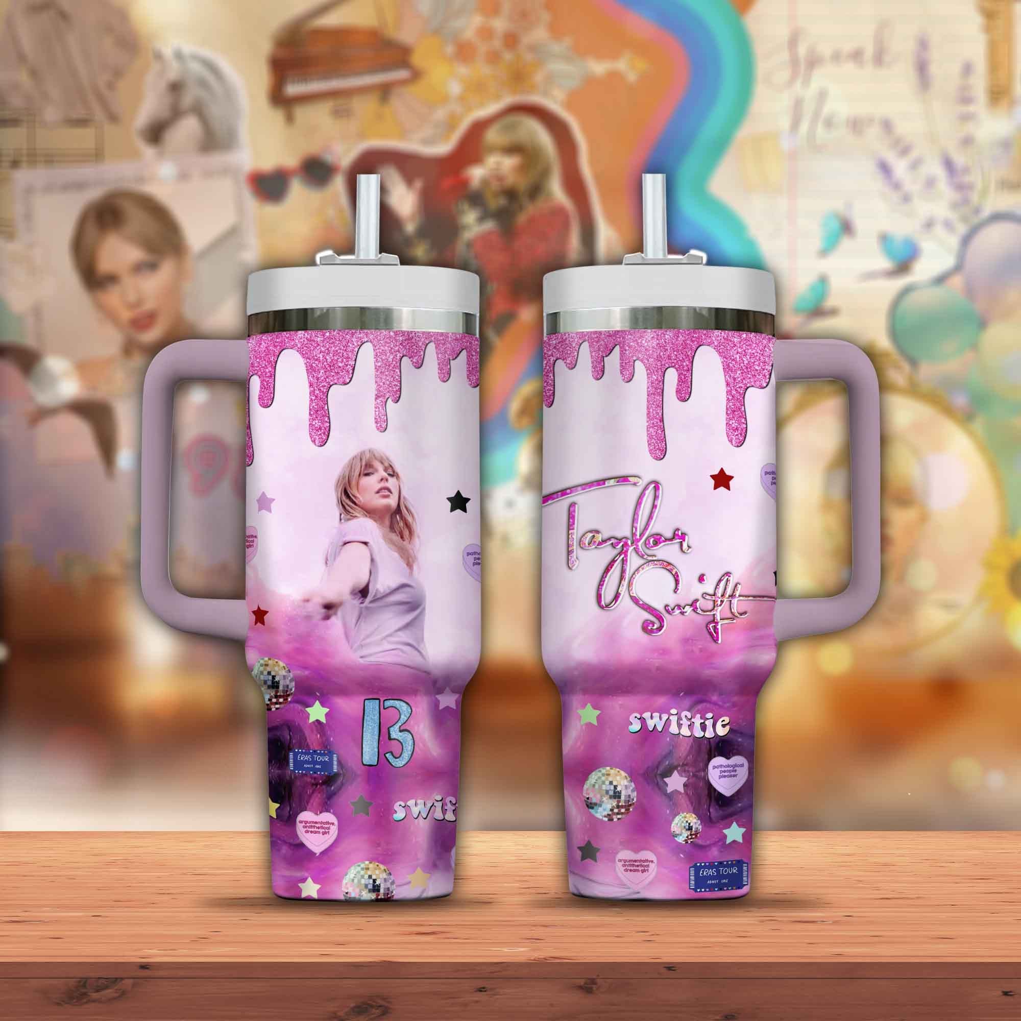 Taylor Swift Music Custom Stanley Quencher 40oz Stainless Steel Tumbler With Handle