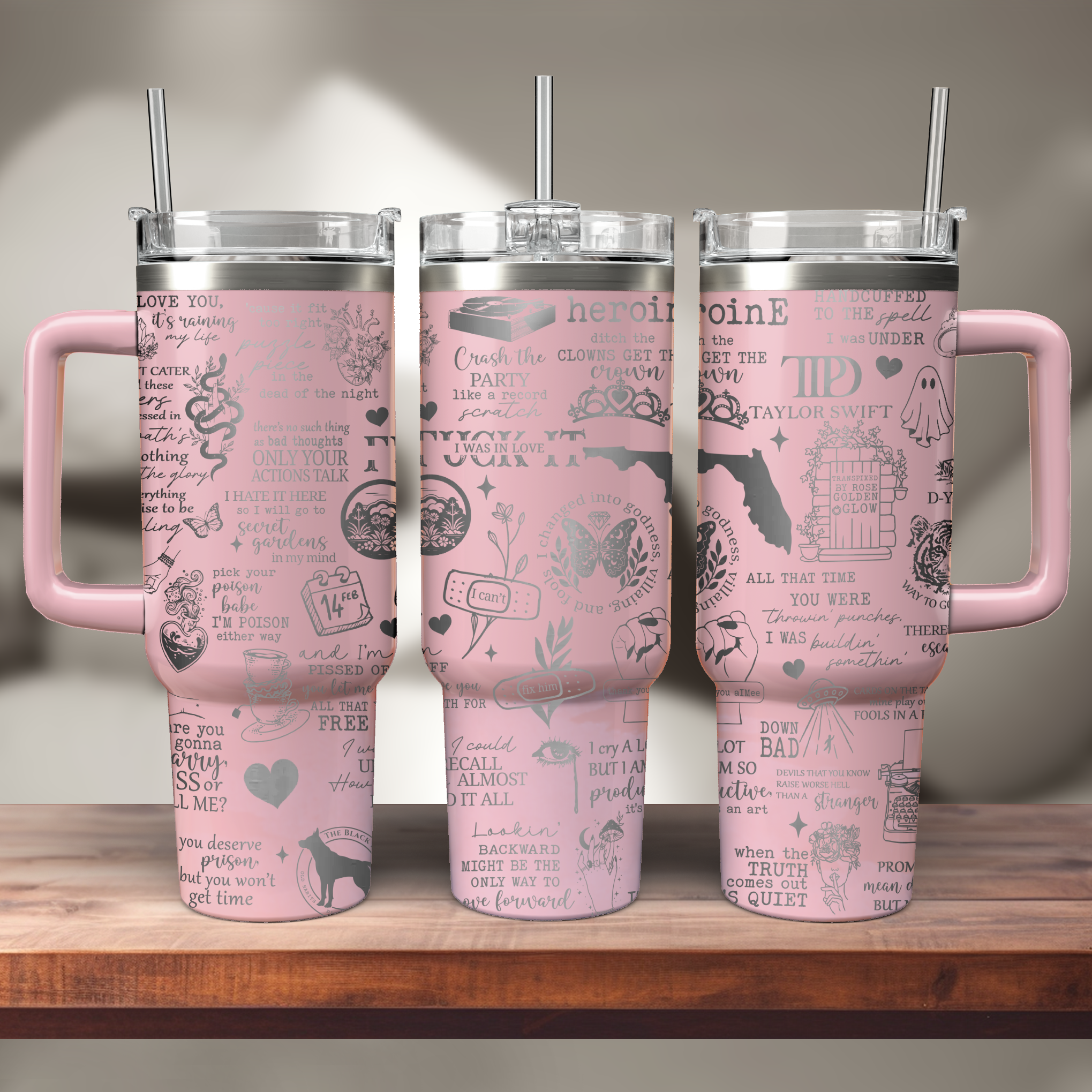 Taylor Swift Music Custom Stanley Quencher 40oz Stainless Steel Tumbler With Handle