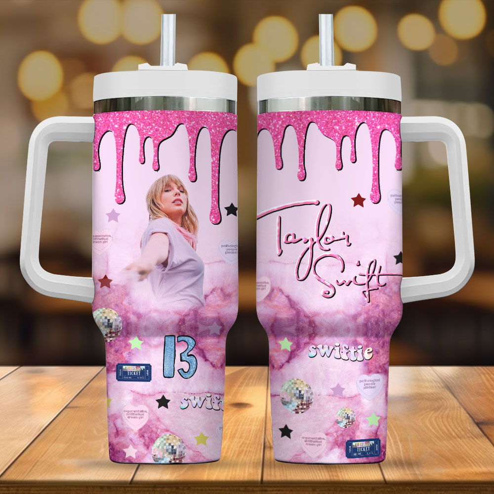 Taylor Swift Music Custom Stanley Quencher 40oz Stainless Steel Tumbler With Handle