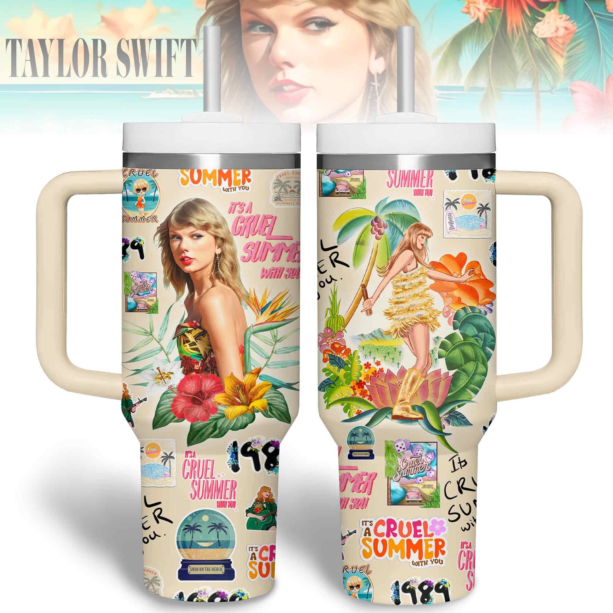 Taylor Swift Music Custom Stanley Quencher 40oz Stainless Steel Tumbler With Handle