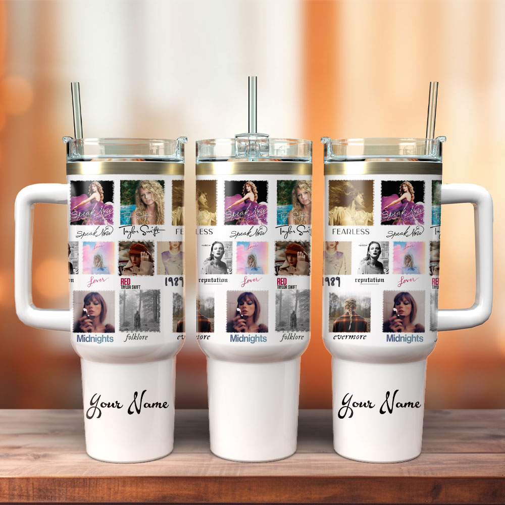 Taylor Swift Music Custom Stanley Quencher 40oz Stainless Steel Tumbler With Handle