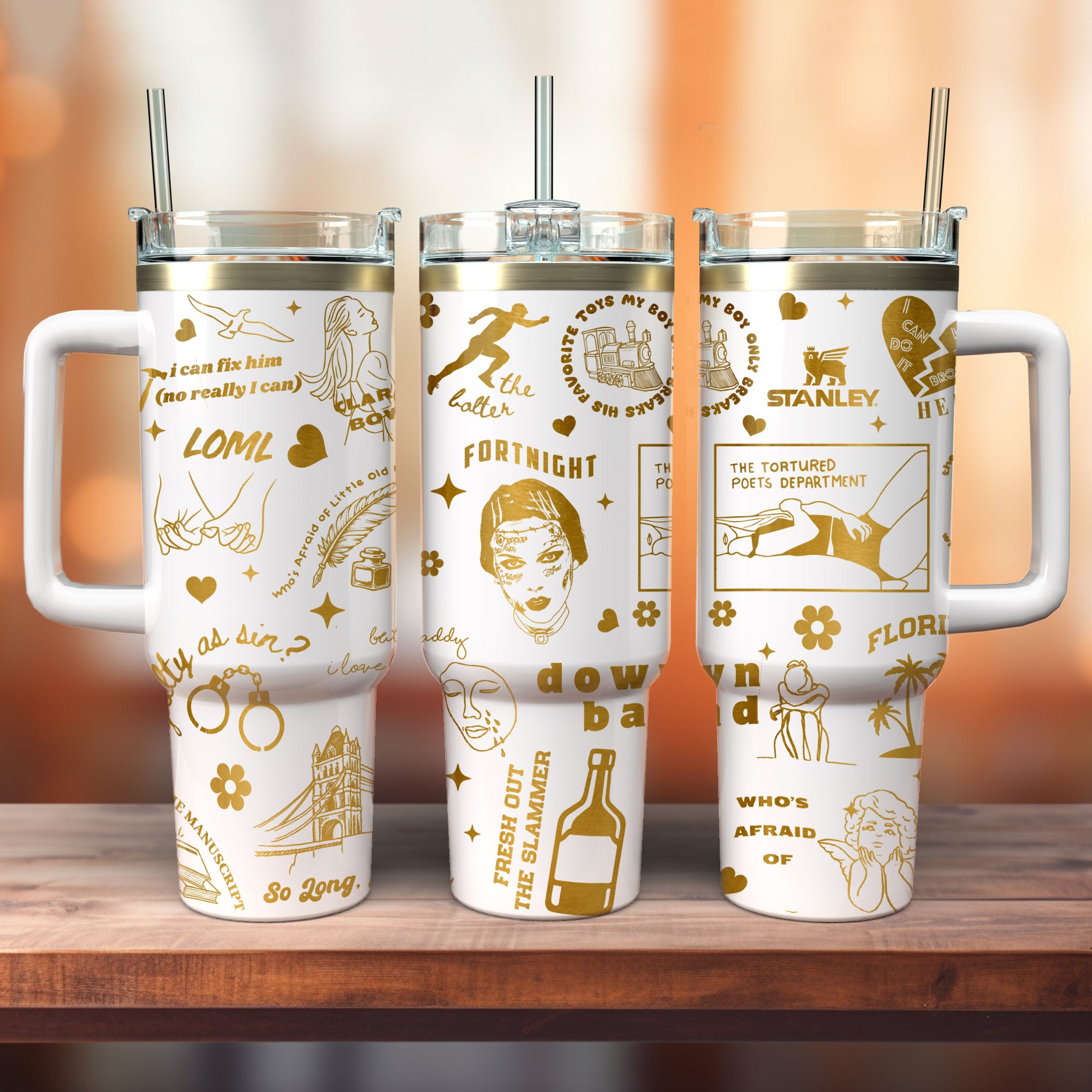 Taylor Swift Music Custom Stanley Quencher 40oz Stainless Steel Tumbler With Handle