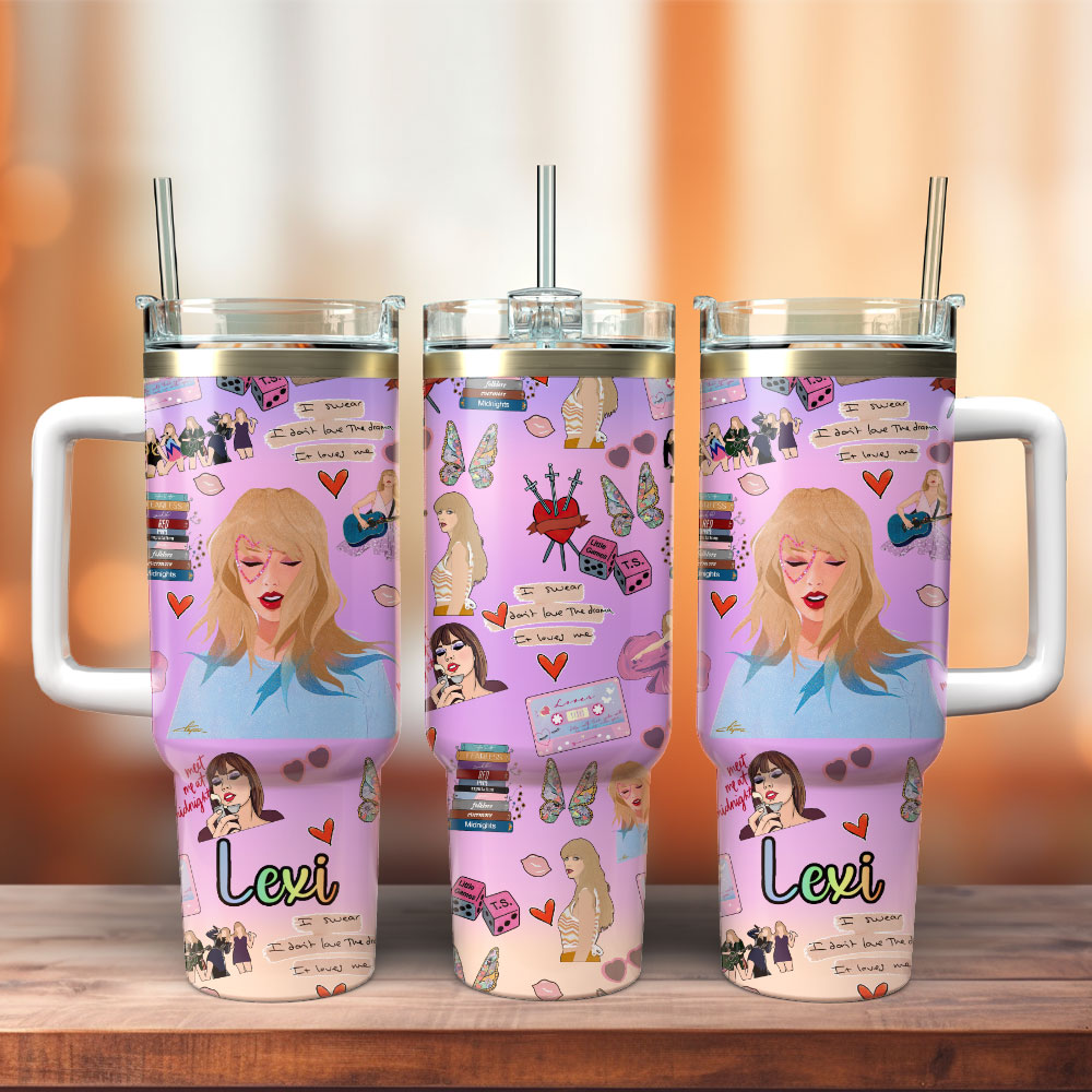 Taylor Swift Music Custom Stanley Quencher 40oz Stainless Steel Tumbler With Handle