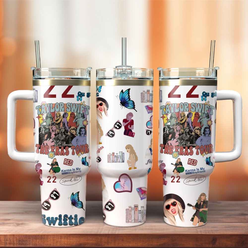 Taylor Swift Music Custom Stanley Quencher 40oz Stainless Steel Tumbler With Handle