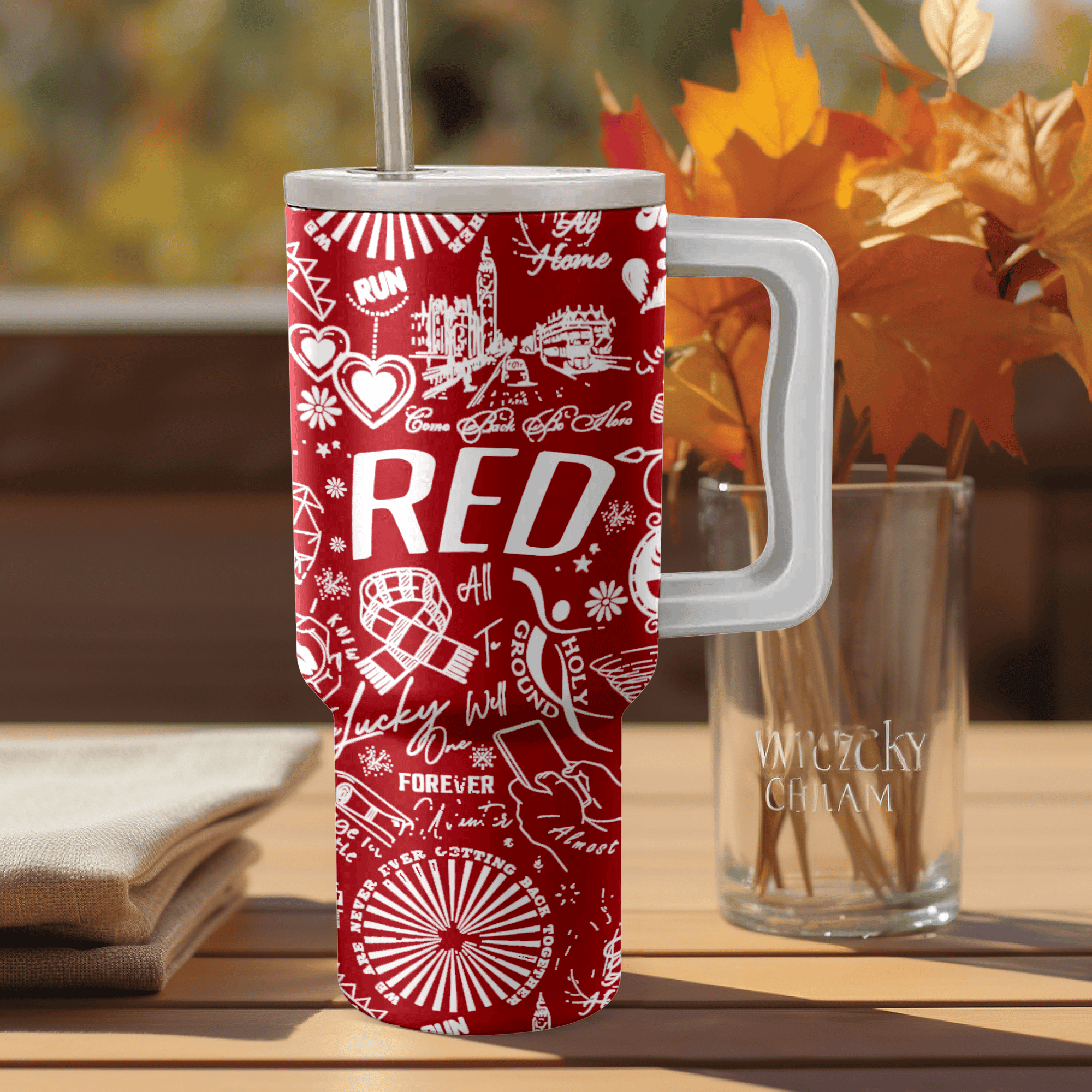 Taylor Swift Red Album Music Custom Stanley Quencher 40oz Stainless Steel Tumbler With Handle