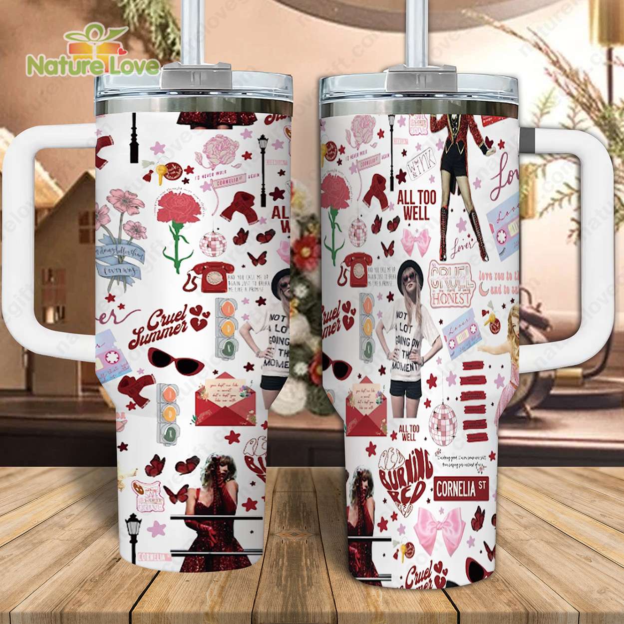 Taylor Swift Red Album Swiftie Collection Music Custom Stanley Quencher 40oz Stainless Steel Tumbler With Handle