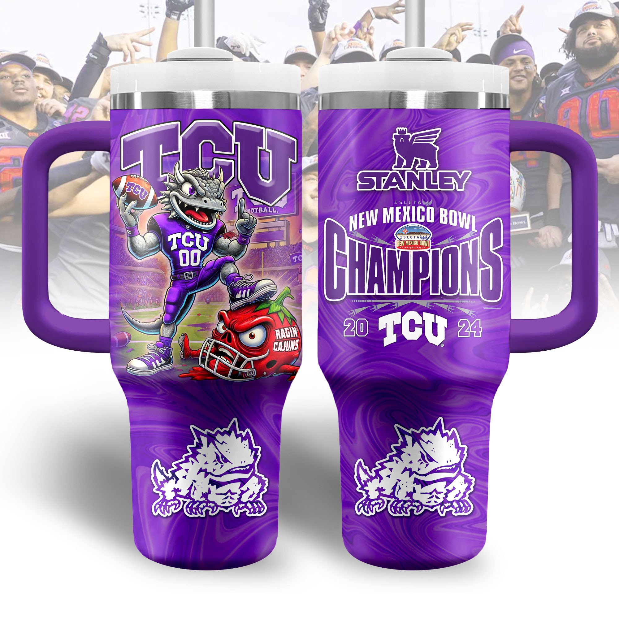 TCU Horned Frogs NCAA Sports Custom Stanley Quencher 40oz Stainless Steel Tumbler With Handle
