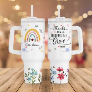 Teacher Appreciation Custom Stanley Quencher 40oz Stainless Steel Tumbler With Handle