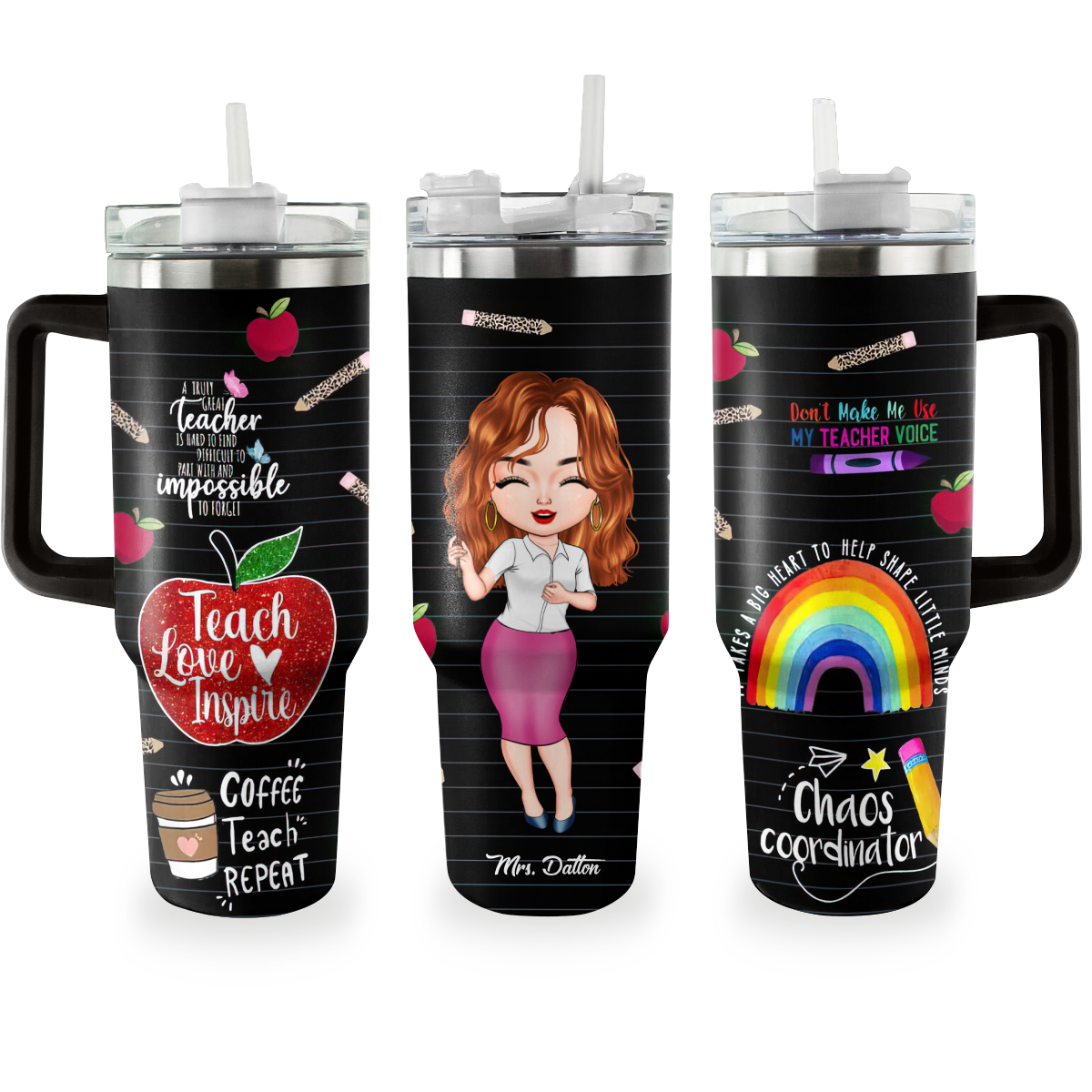 Teacher Custom Stanley Quencher 40oz Stainless Steel Tumbler With Handle
