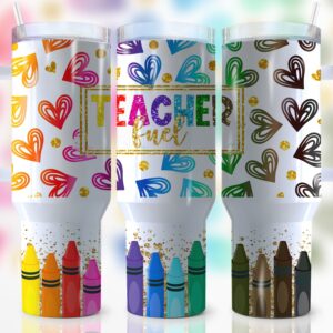 Teacher Fuel Custom Stanley Quencher 40oz Stainless Steel Tumbler With Handle