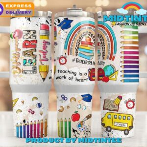 Teacher Life Custom Stanley Quencher 40oz Stainless Steel Tumbler With Handle