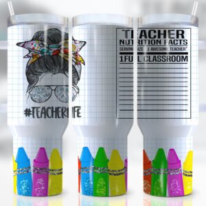 Teacher Life Custom Stanley Quencher 40oz Stainless Steel Tumbler With Handle