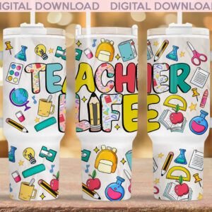 Teacher Life Custom Stanley Quencher 40oz Stainless Steel Tumbler With Handle