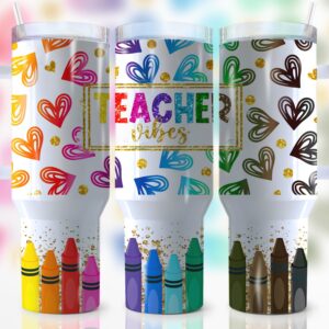 Teacher Vibes Custom Stanley Quencher 40oz Stainless Steel Tumbler With Handle