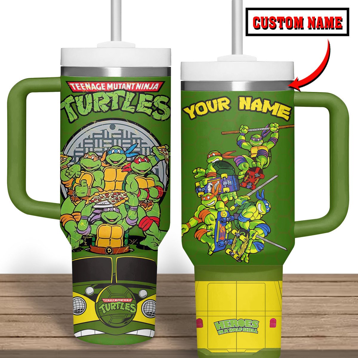 Teenage Mutant Ninja Turtles Cartoon Custom Stanley Quencher 40oz Stainless Steel Tumbler With Handle