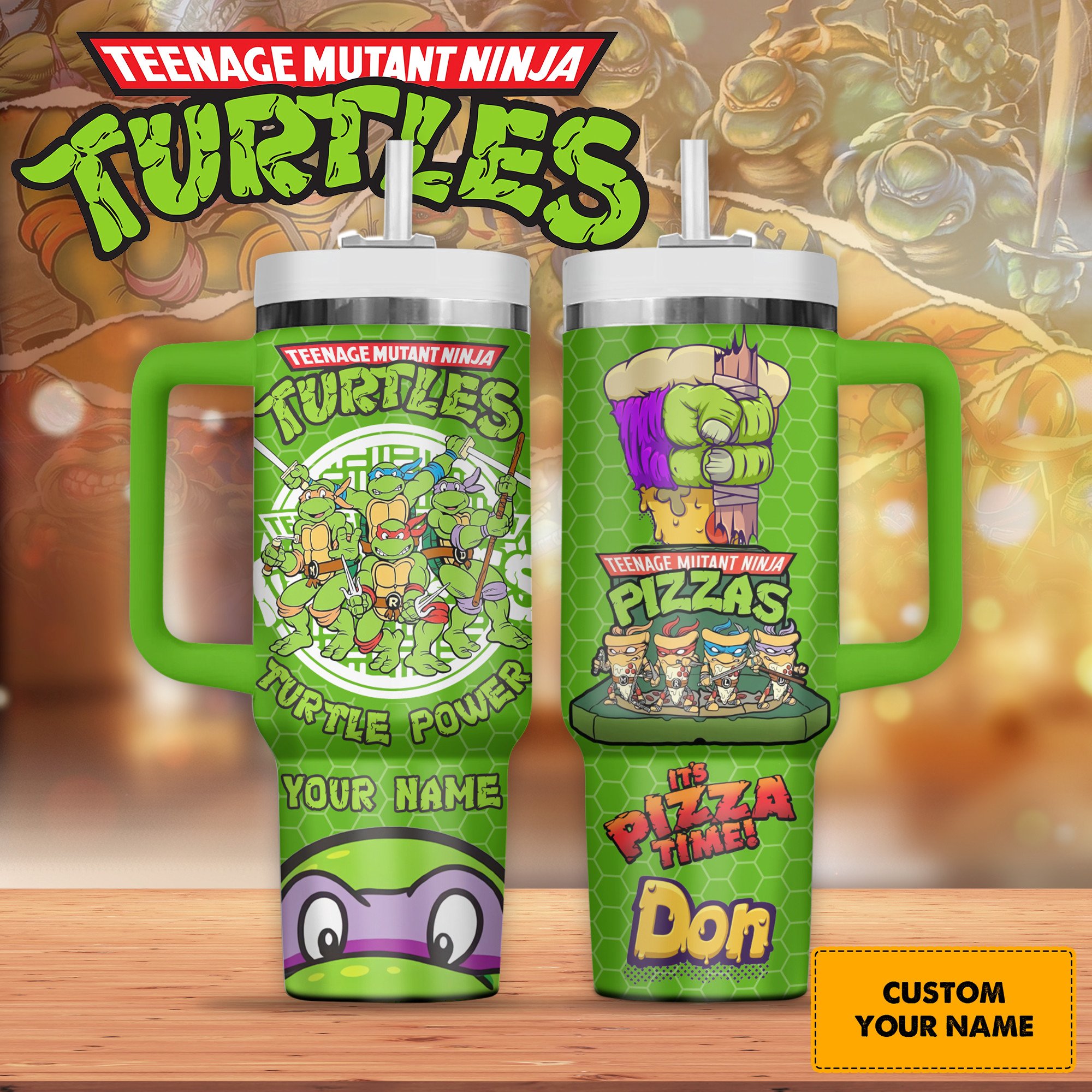 Teenage Mutant Ninja Turtles Cartoon Custom Stanley Quencher 40oz Stainless Steel Tumbler With Handle