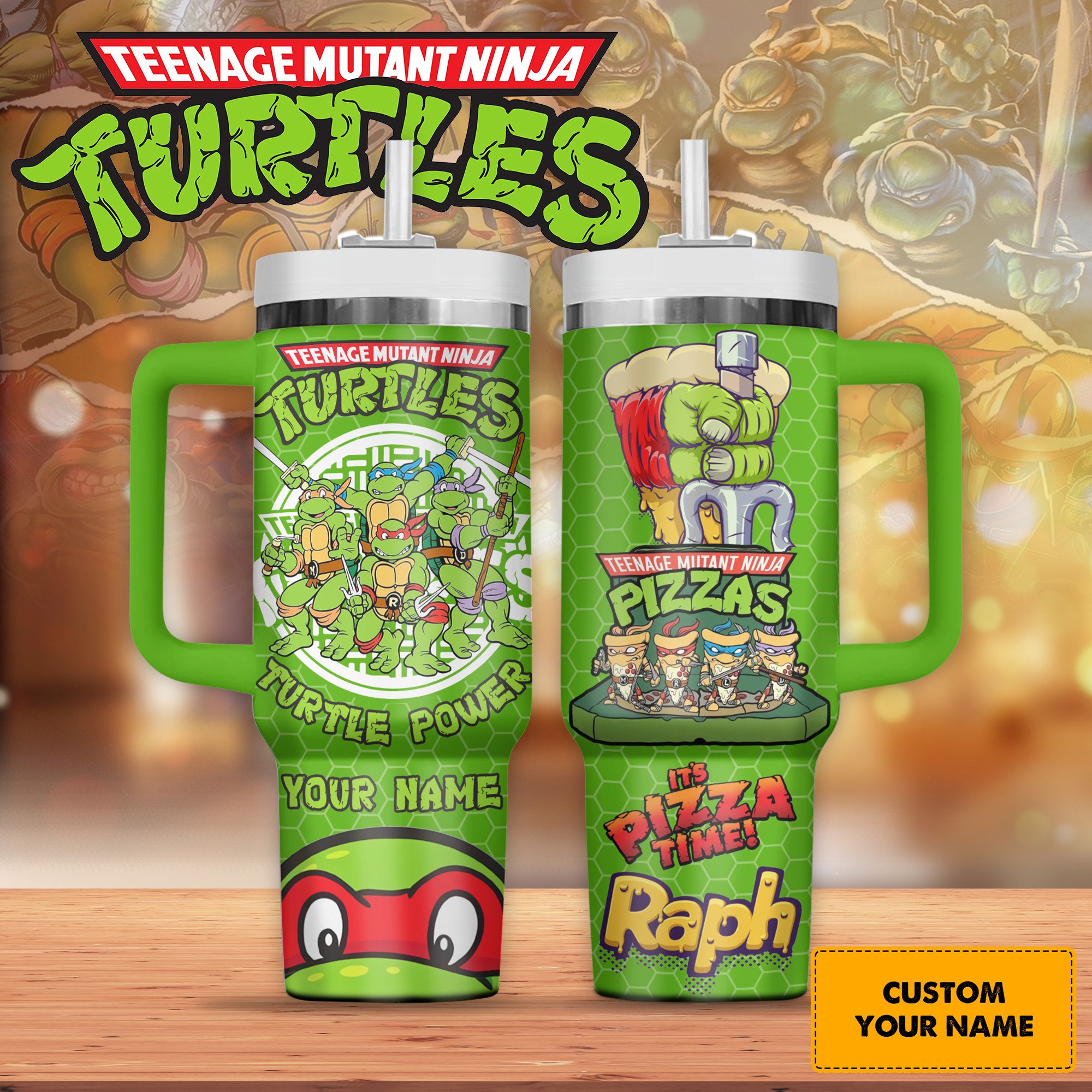 Teenage Mutant Ninja Turtles Cartoon Custom Stanley Quencher 40oz Stainless Steel Tumbler With Handle