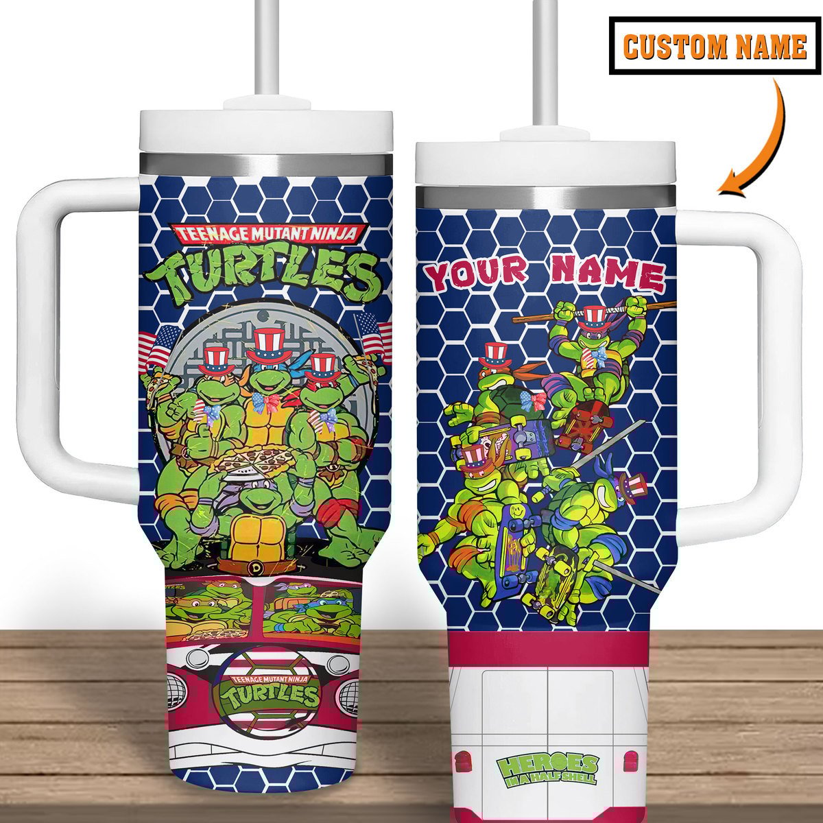 Teenage Mutant Ninja Turtles Cartoon Custom Stanley Quencher 40oz Stainless Steel Tumbler With Handle