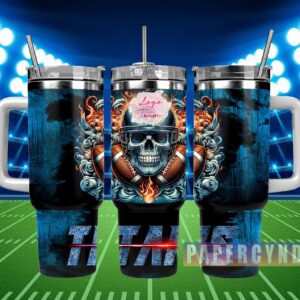 Tennessee Titans Custom Stanley Quencher 40oz Stainless Steel Tumbler With Handle