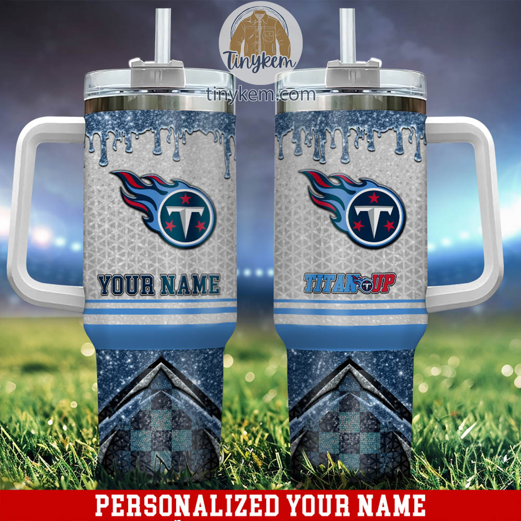 Tennessee Titans Glitter NFL Custom Stanley Quencher 40oz Stainless Steel Tumbler With Handle