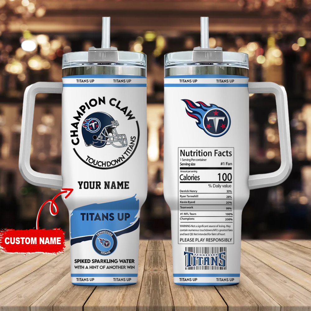Tennessee Titans NFL Champion Claw Custom Stanley Quencher 40oz Stainless Steel Tumbler With Handle