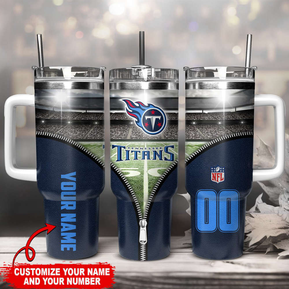 Tennessee Titans NFL Custom Stanley Quencher 40oz Stainless Steel Tumbler With Handle