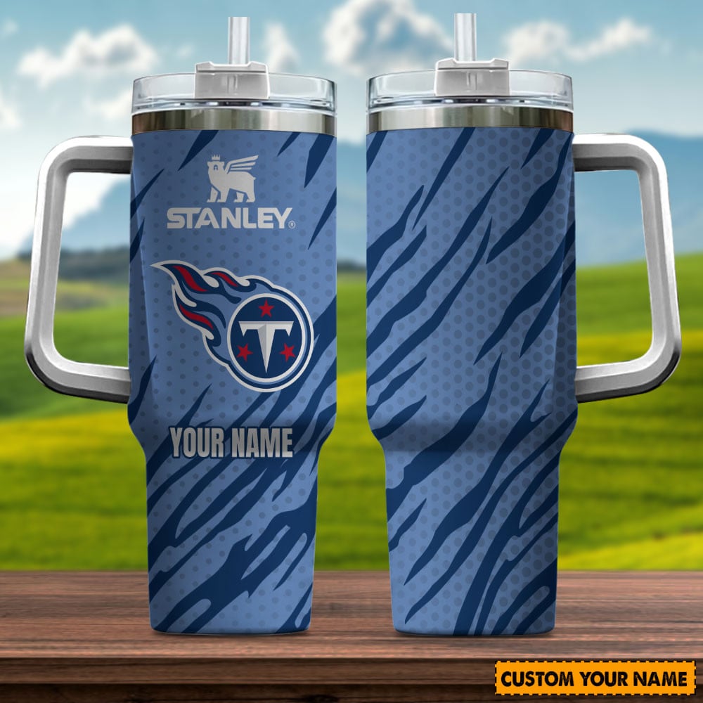 Tennessee Titans NFL Custom Stanley Quencher 40oz Stainless Steel Tumbler With Handle